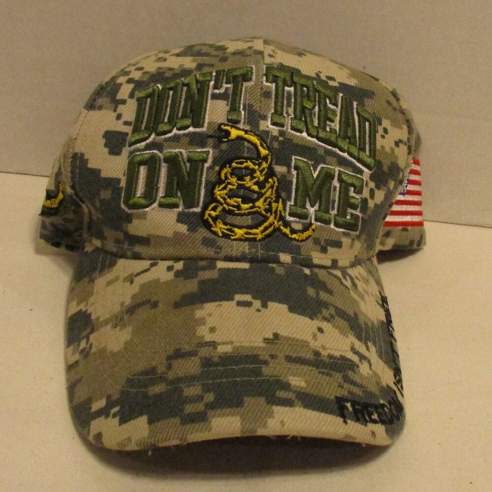 Dont Tread On Me Hat Men Adjustable Back Green Tan Red Outdoor American Flag Hat